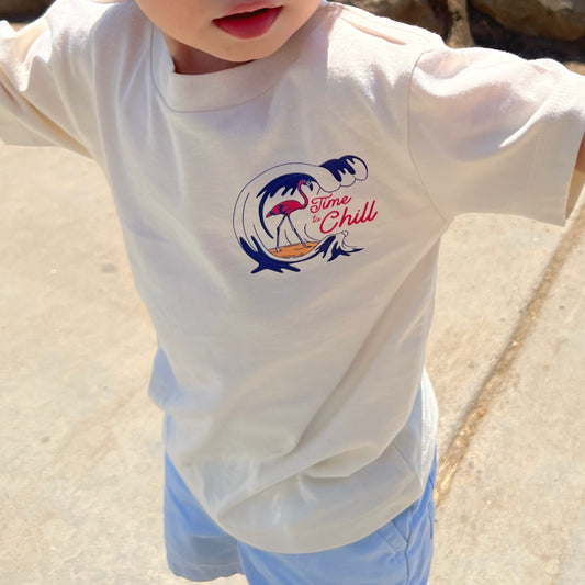 Time to Chill Surfing Flamingo Short Sleeve Infant/Toddler Tshirt