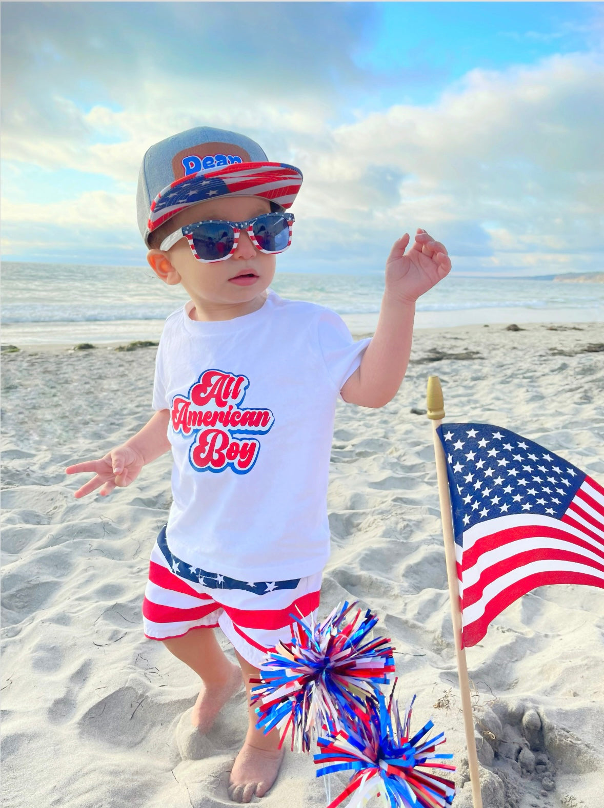 Personalized American Flag Infant/Toddler Snapback Hat