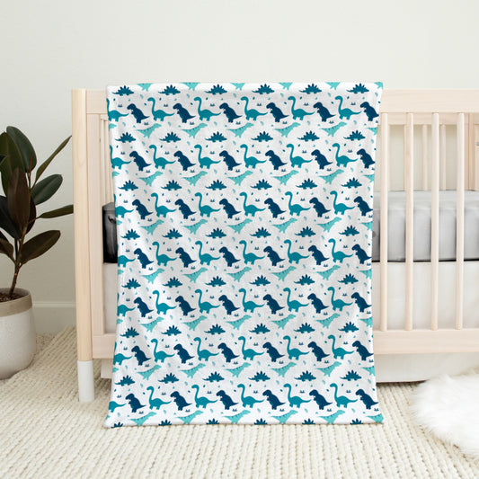 Blue Dinosaur Minky Blanket, Dinosaur Toddler Blanket, Dinosaur Minky Baby Blanket, Cute Gift Idea for Kids