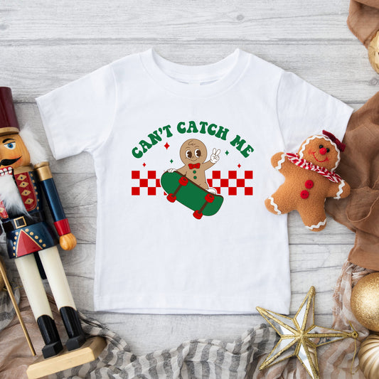 Can't Catch Me Toddler/Youth Christmas T-Shirt, Christmas Gingerbread Shirt for Kids, Toddler Christmas T-Shirt