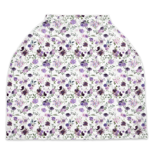 Baby Girl Purple Floral Car Seat/Nursing Cover