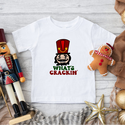 What's Crackin' Toddler/Youth Christmas T-Shirt, Trendy Christmas Shirt for Kids, Toddler Christmas T-Shirt