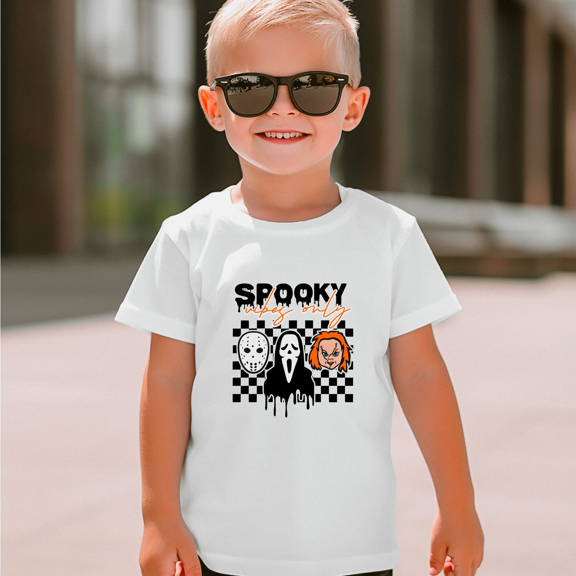 Spooky Vibes Only T-Shirt, Checkerboard Hallow – Bebe